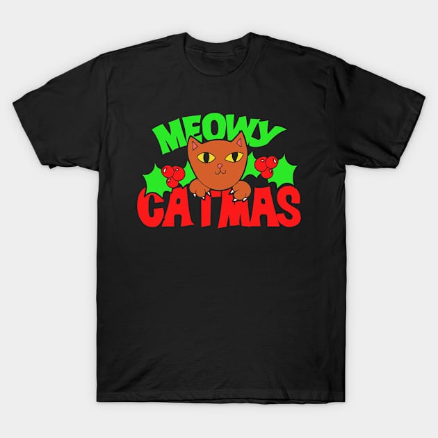 Meowy Catmas T-Shirt by bubbsnugg